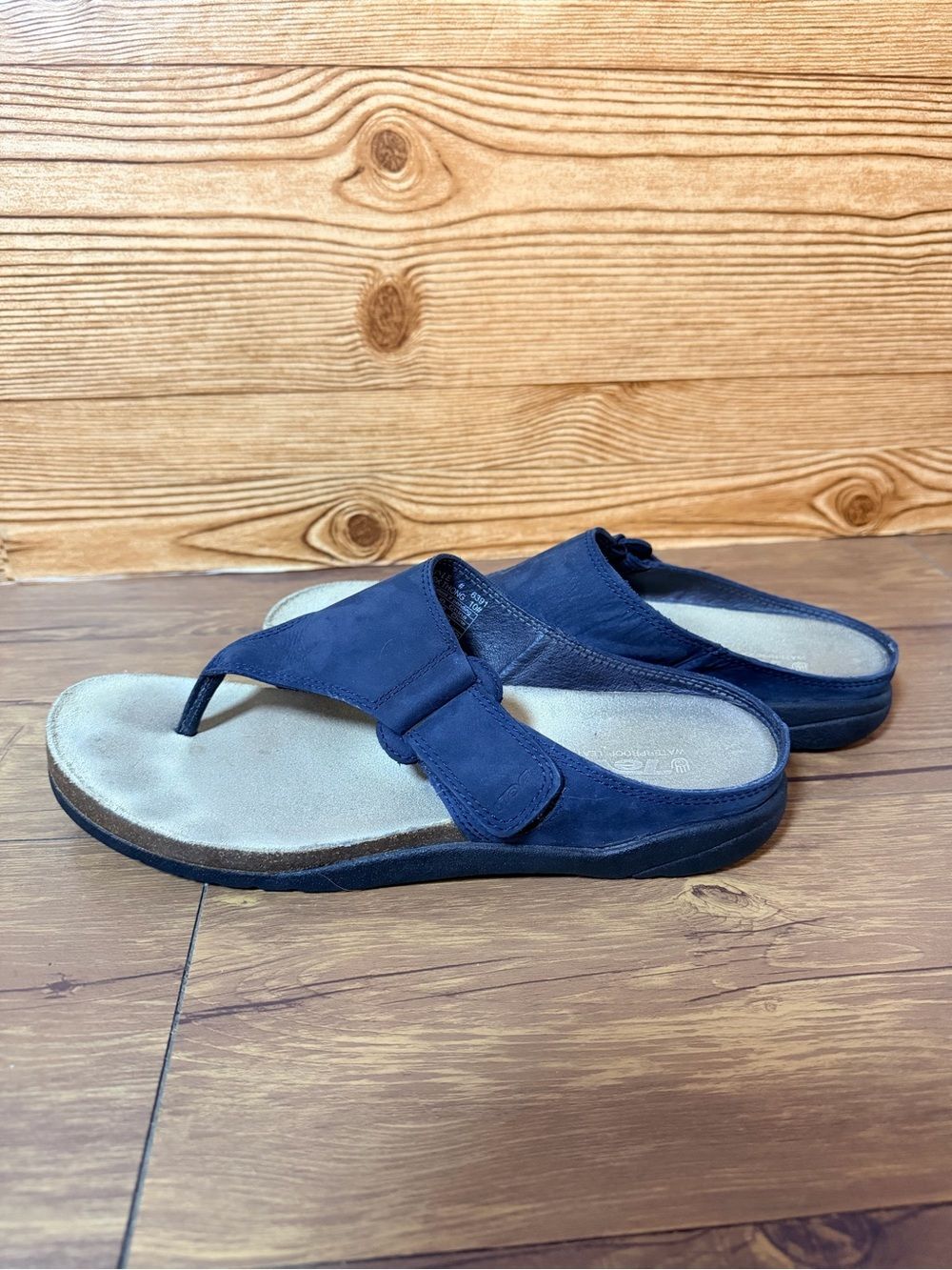 Teva Womens Cork Thong Sandals Size 10 Navy Blue Suede Flip Flops - Picture 6 of 12